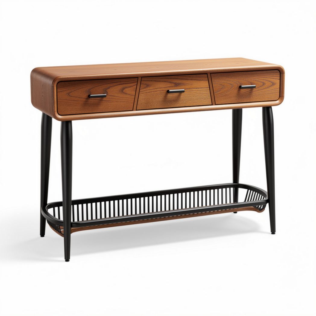 Wooden Console Table with Three Drawers for Living Room Use, Made from Engineered Wood, Dimensions 120 x 40 x 75cm