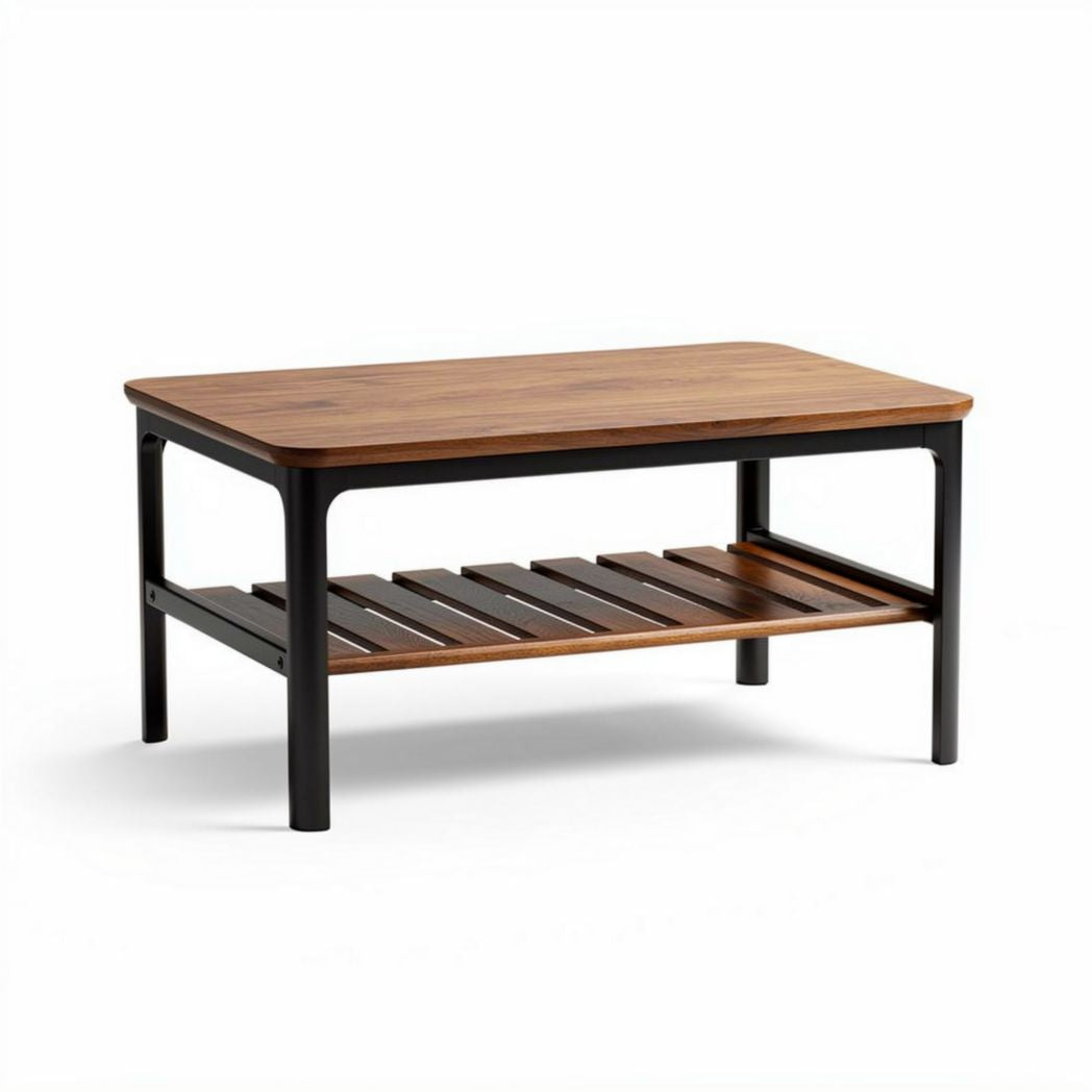Solid Wood Coffee Table for Living Room Use with Metal Frame 100 x 60 x 45cm