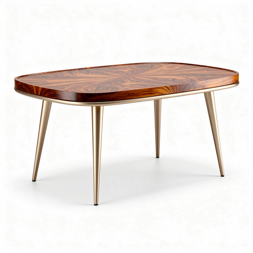 Wooden Coffee Table with Metal Legs – Living Room Use – Wood and Metal – 120 x 80 x 45cm