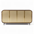 Metal Frame Sideboard with Ribbed Doors – Living Room Storage – Steel and Wood – 150 x 40 x 80cm