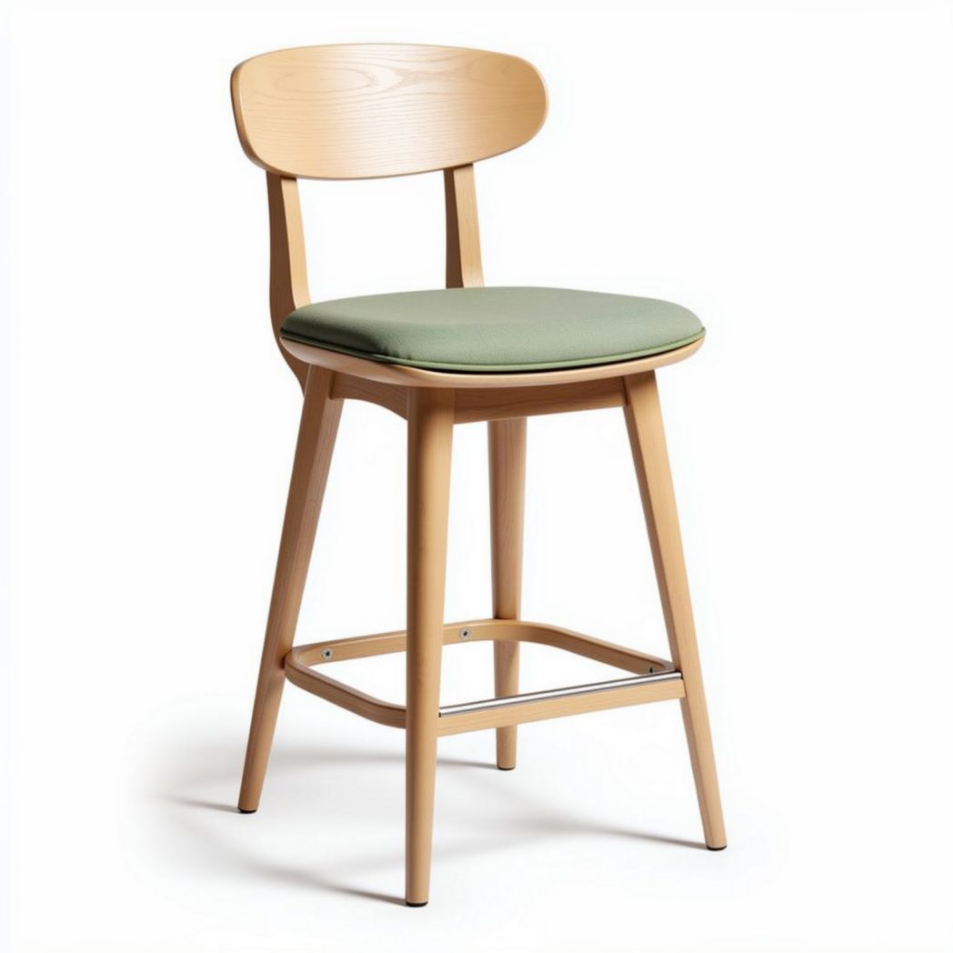 Wooden Bar Stool – Ideal for Kitchen or Dining Areas, Made of Solid Wood and Fabric Cushion, 45 x 45 x 100cm
